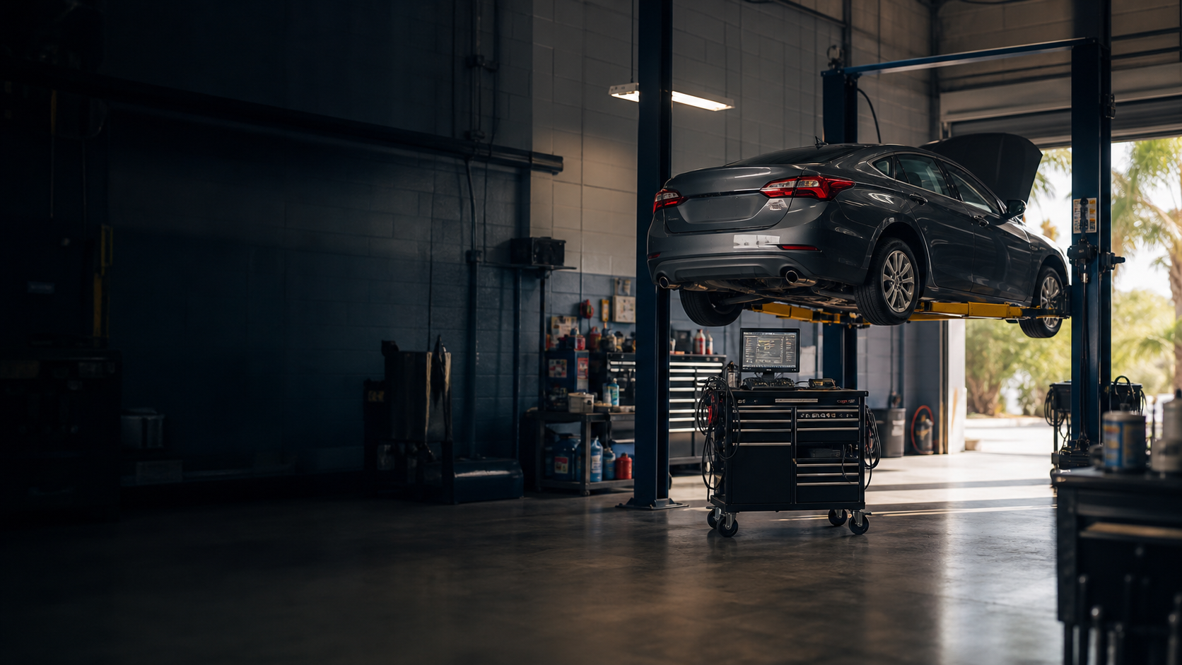 Neutral automotive workshop illustration for drivers coming from Carrollwood